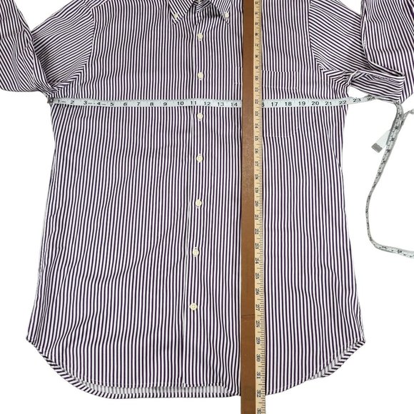 Peter Millar Men's Long Sleeve Purple‎ White Striped Button Down Shirt Size Med - Picture 6 of 8